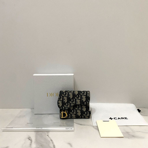 디올 새들 로터스 지갑 블루 디올 오블리크 자카드 여성 반지갑 이미지