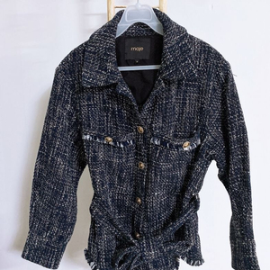 (36사이즈)마쥬maje여자7부트위드금장셔츠형벨티드자켓 이미지