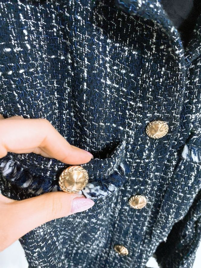 (36사이즈)마쥬maje여자7부트위드금장셔츠형벨티드자켓 이미지