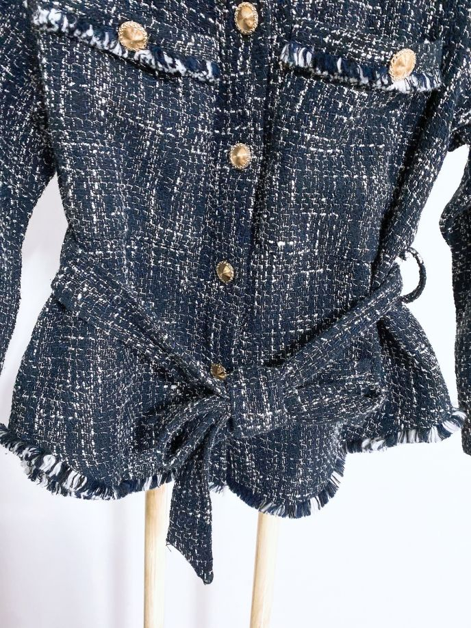 (36사이즈)마쥬maje여자7부트위드금장셔츠형벨티드자켓 이미지