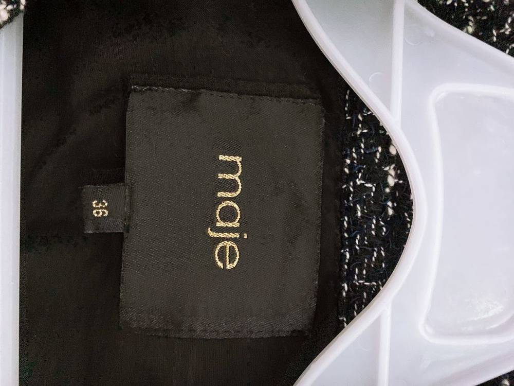 (36사이즈)마쥬maje여자7부트위드금장셔츠형벨티드자켓 이미지