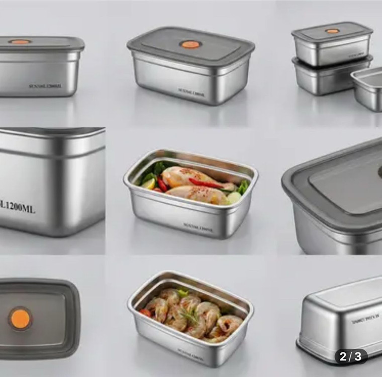 미개봉. 1+1+1+1 전자렌지 스텐 도시락 밀폐용기 반찬 이미지