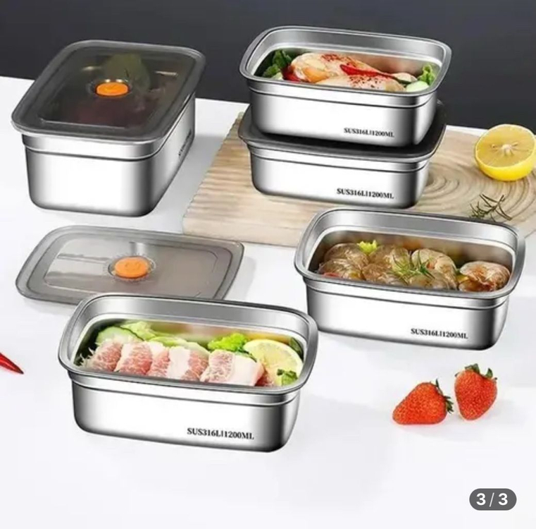 미개봉. 1+1+1+1 전자렌지 스텐 도시락 밀폐용기 반찬 이미지