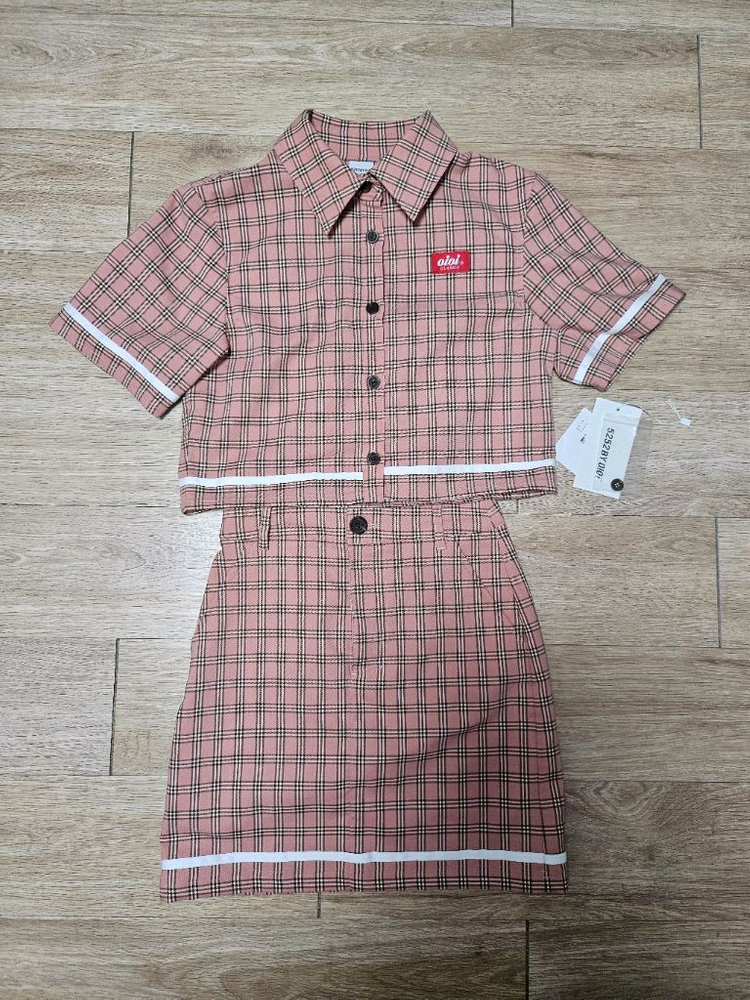 바이오아이오아이 클래식 체크 블라우스,치마 셋트 초등여아치마셋트 이미지