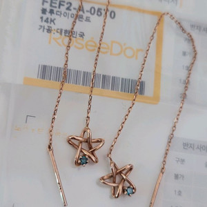 [새상품] 로제도르 블루다이아 14k 드롭 귀걸이 / 골든듀 14k귀걸이 이미지