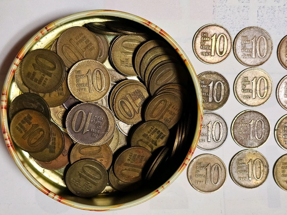 10원(67~72),100원 (82. 74)희귀동전 이미지