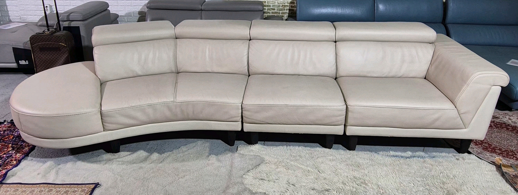 이태리 천연 통가죽 6인 소파쇼파(헤드레스트기능)서울경기근거리 무료배송 이미지