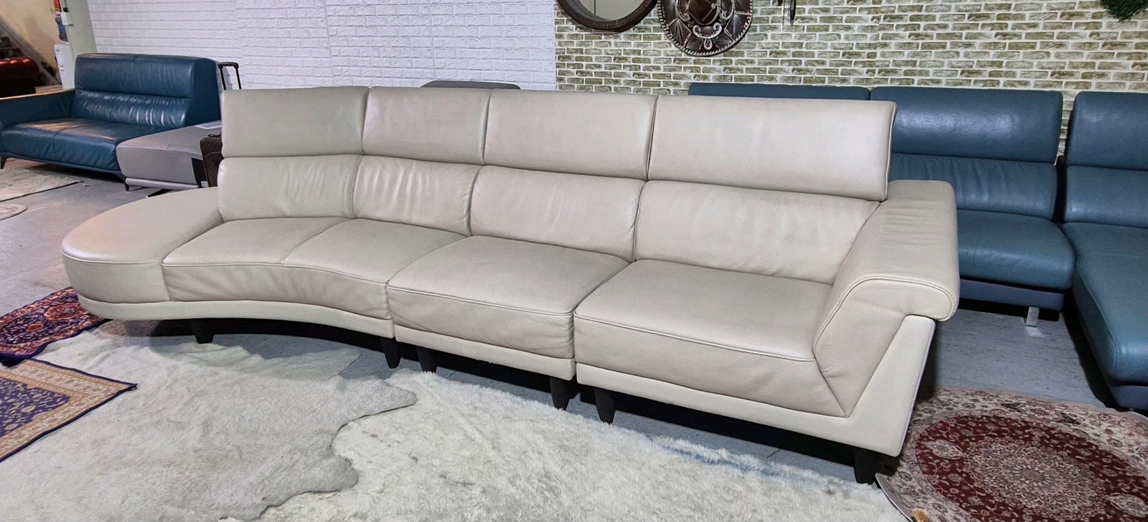 이태리 천연 통가죽 6인 소파쇼파(헤드레스트기능)서울경기근거리 무료배송 이미지