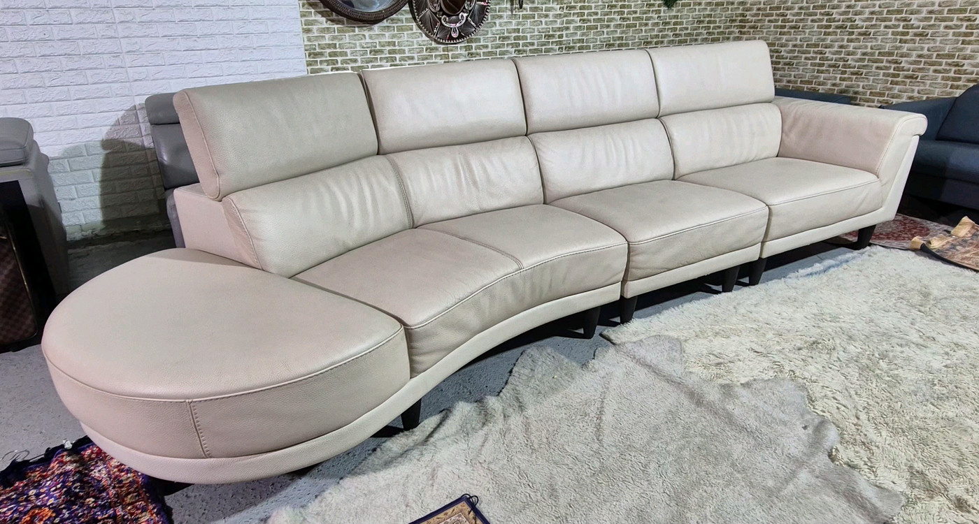 이태리 천연 통가죽 6인 소파쇼파(헤드레스트기능)서울경기근거리 무료배송 이미지