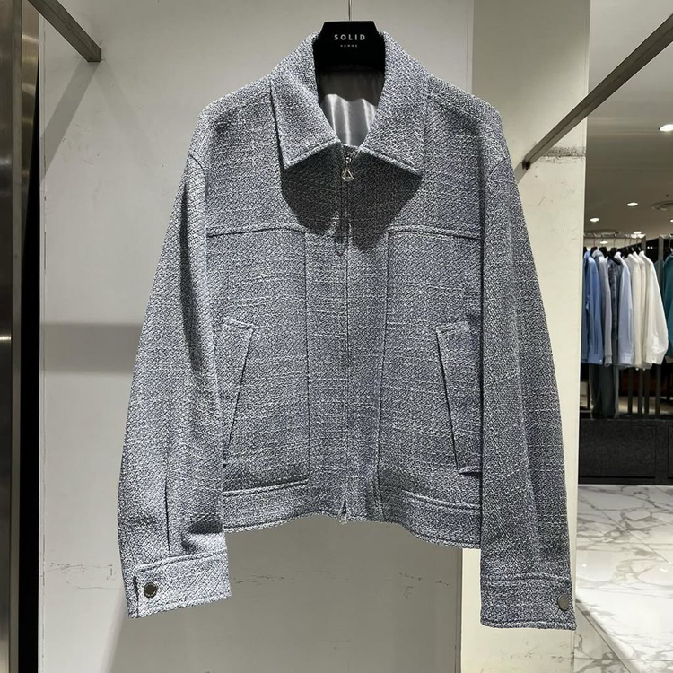 솔리드옴므 24ss 블루 트위드 자켓 48사이즈 이미지
