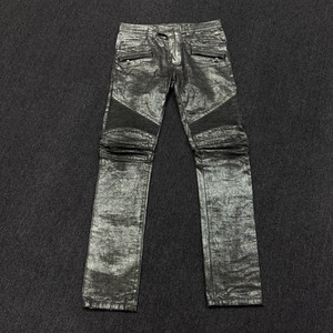 발망 14s 메탈릭 블랙실버 워싱 코팅데님 팬츠 이미지