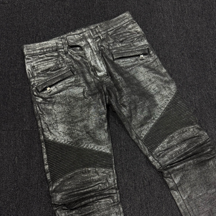 발망 14s 메탈릭 블랙실버 워싱 코팅데님 팬츠 이미지