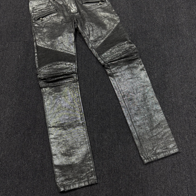 발망 14s 메탈릭 블랙실버 워싱 코팅데님 팬츠 이미지