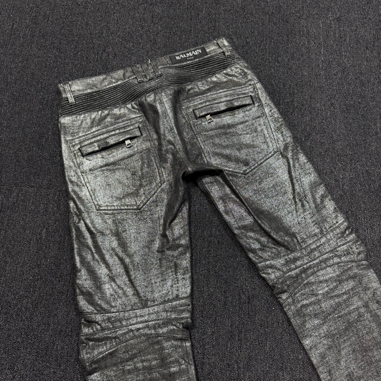 발망 14s 메탈릭 블랙실버 워싱 코팅데님 팬츠 이미지