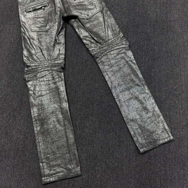 발망 14s 메탈릭 블랙실버 워싱 코팅데님 팬츠 이미지