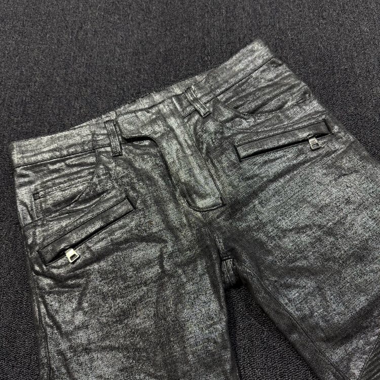 발망 14s 메탈릭 블랙실버 워싱 코팅데님 팬츠 이미지