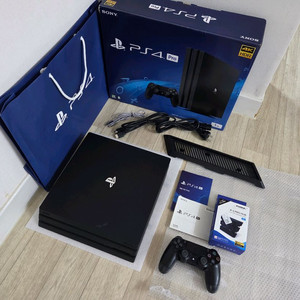 중고 sony PS4 Pro 플스4 프로 1TB 제트블랙+미개봉신품 DOBE USB확장 허브+수직 스탠드 이미지