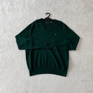 L 폴로 신형 워셔블메리노울 브이넥 니트 그린 이미지