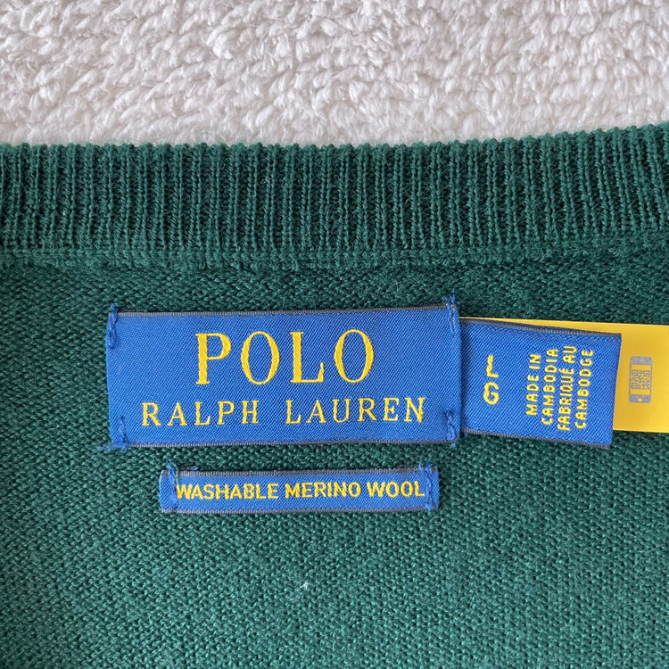 L 폴로 신형 워셔블메리노울 브이넥 니트 그린 이미지