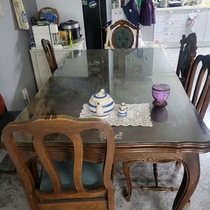 프랑스앤틱6인 익스텐션 식탁 의자 세트 이미지