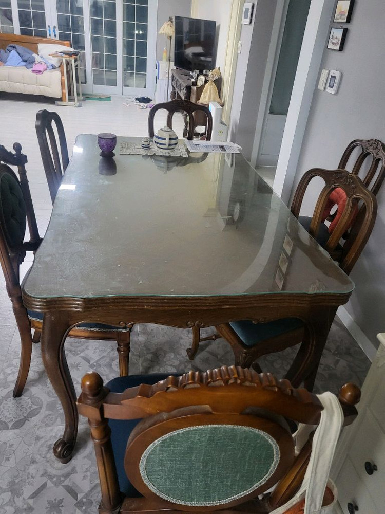 프랑스앤틱6인 익스텐션 식탁 의자 세트 이미지