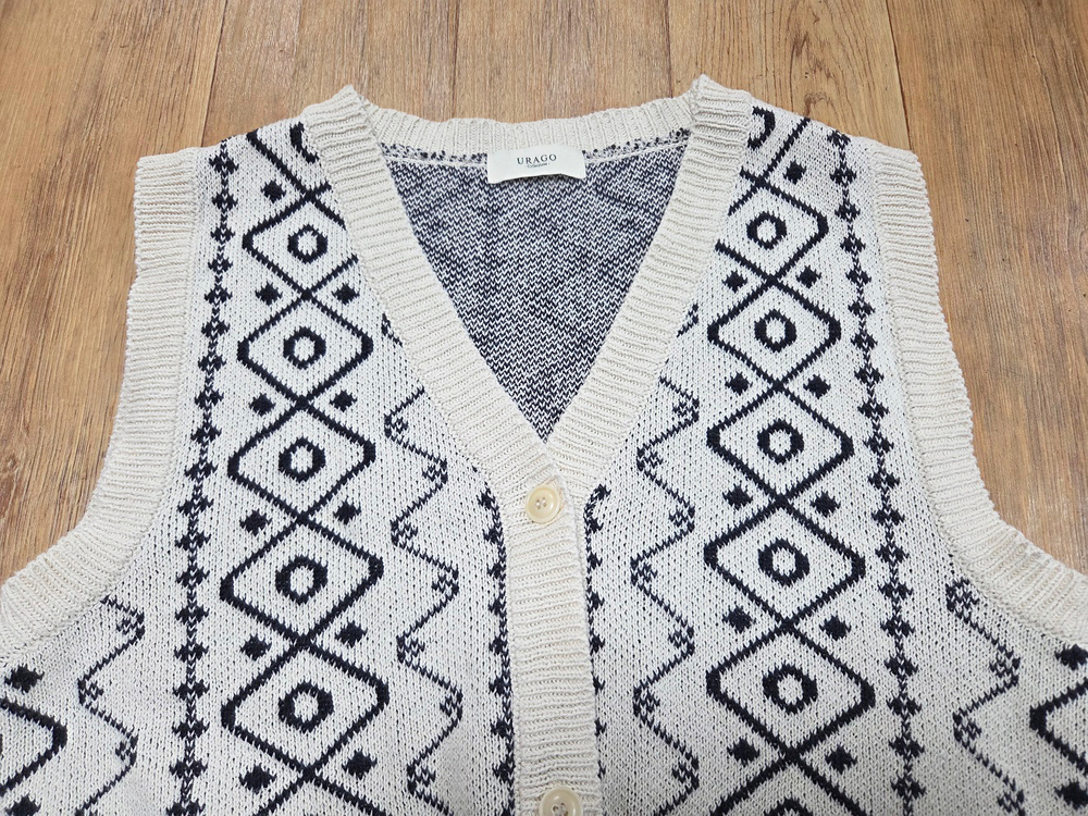 유라고(URAGO) 드로우 자카드 베스트 가디건 프리사이즈 이미지