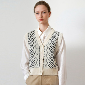 유라고(URAGO) 드로우 자카드 베스트 가디건 프리사이즈 이미지