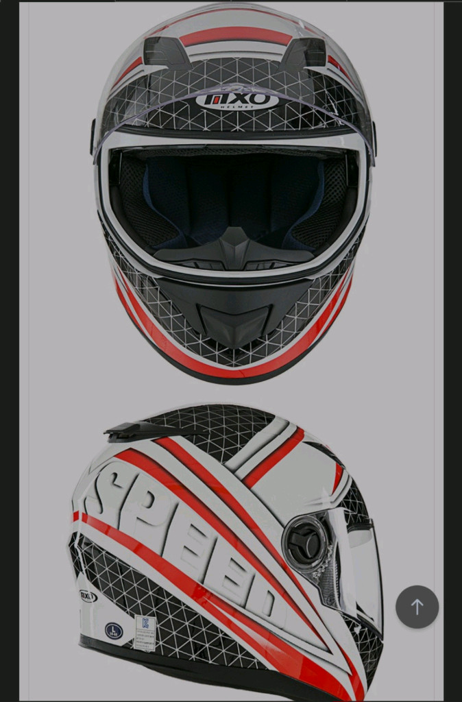 MXO 스피드 블랙앤드레드 선글라스 풀페이스헬멧(XXL)+인이어 마이크+뿔 모양 데칼+파우치+MXO박스 이미지