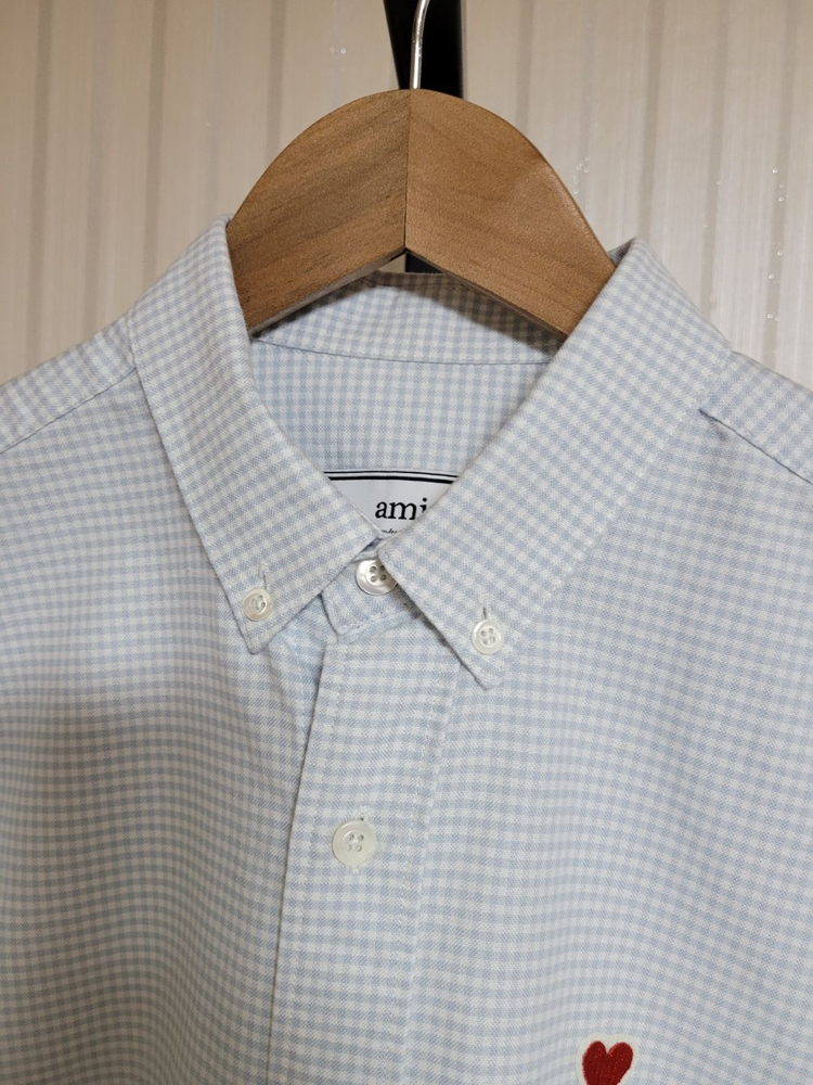 아미 깅엄 스몰하트 자수 셔츠 39 이미지