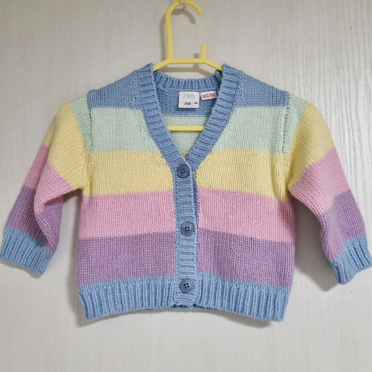 자라 베이비 아기 무지개떡 한복 니트가디건 18-24M 이미지