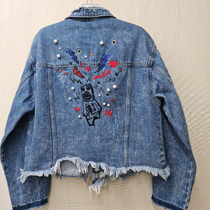 탱커스 비즈스팽글배색 데님자켓 55~66 이미지
