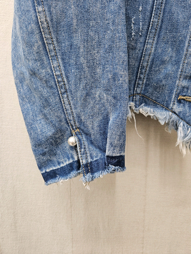 탱커스 비즈스팽글배색 데님자켓 55~66 이미지