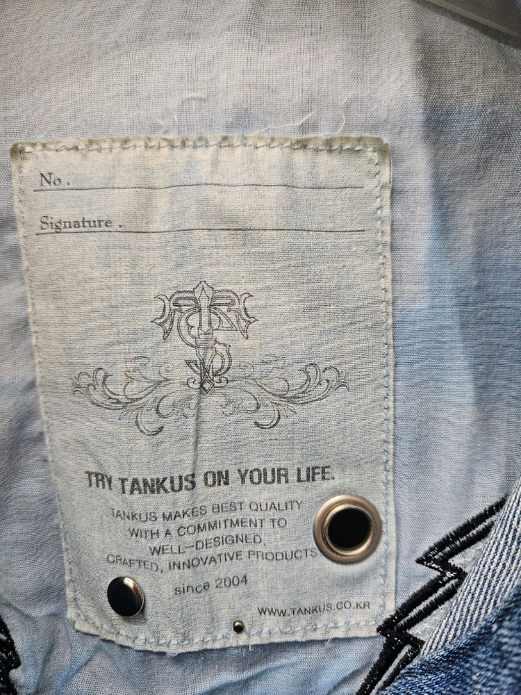 탱커스 비즈스팽글배색 데님자켓 55~66 이미지