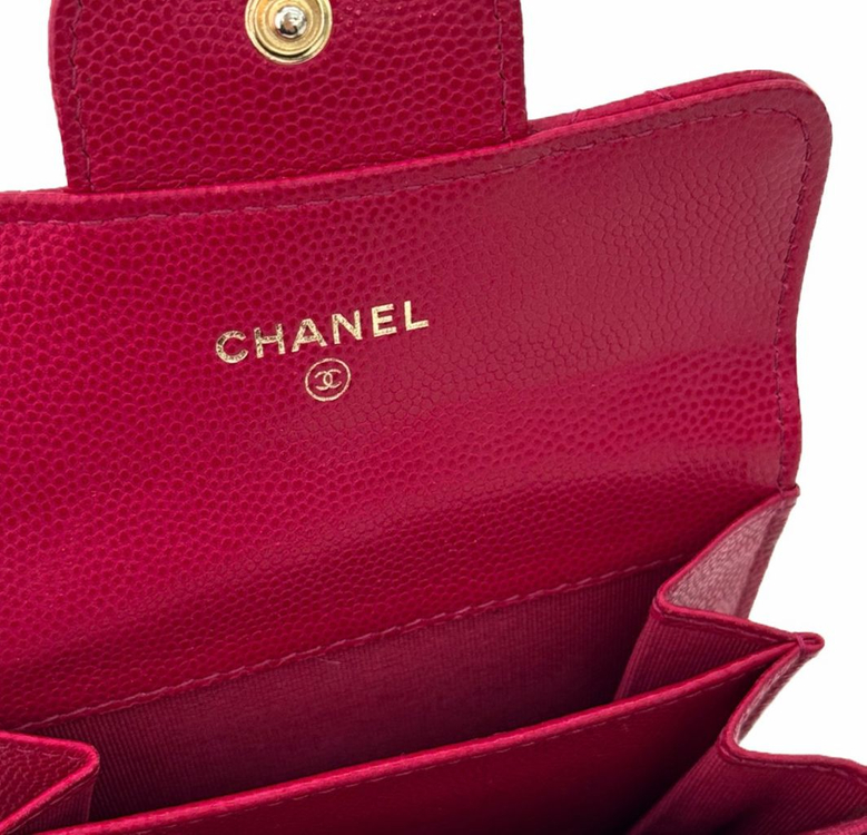 Chanel 샤넬 여성 2.55 빈티지 캐비어 똑딱이 플랩 카드 지갑 이미지