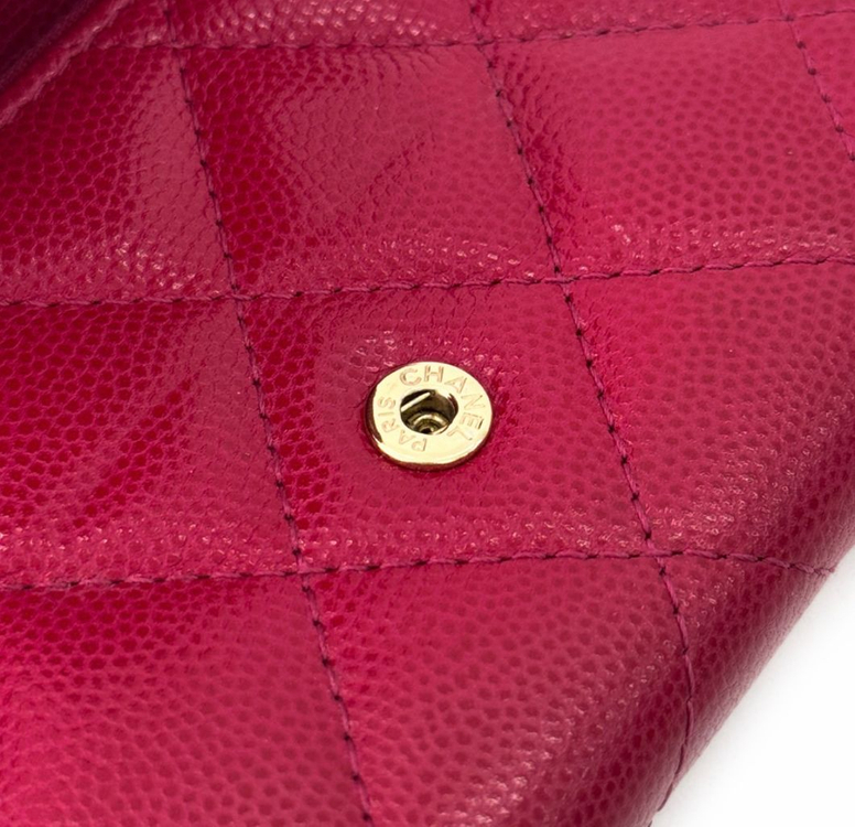 Chanel 샤넬 여성 2.55 빈티지 캐비어 똑딱이 플랩 카드 지갑 이미지