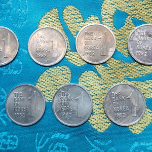 1982년 1원 동전 7개 일괄 이미지