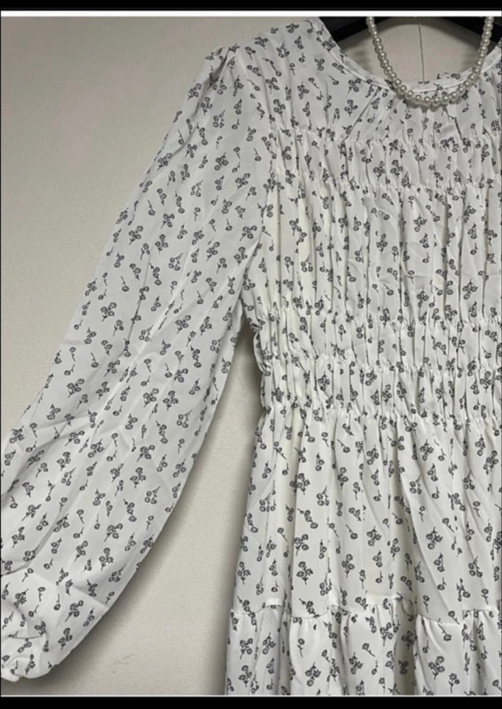 화이트 플로럴 쉬폰 원피스 새상품 프리사이즈 이미지