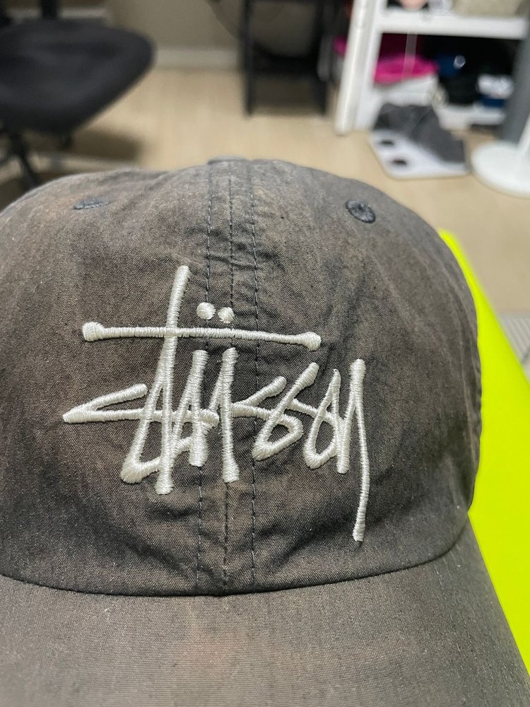 스투시 바이오 워시드 빅 로고 로우 프로 캡 차콜 이미지