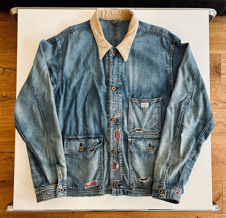 RRL 더블알엘 23FW 리페어드 캠튼 데님 워크 자켓 L사이즈 신품급 이미지