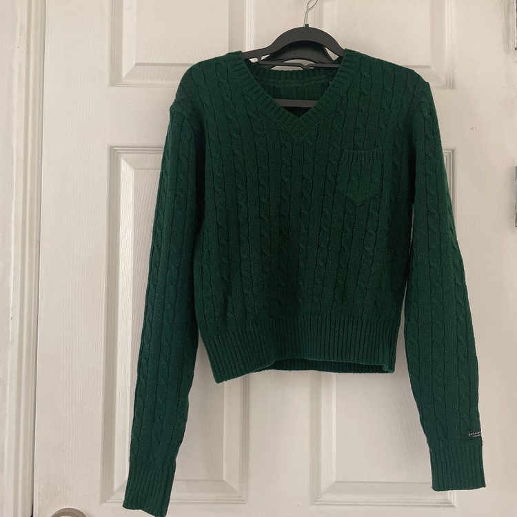 캐시 브이넥 니트 그린색상 이미지