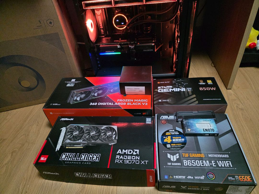 AMD 라이젠 9800x3d, 라데온9070xt 등 컴퓨터 본체 판매 이미지