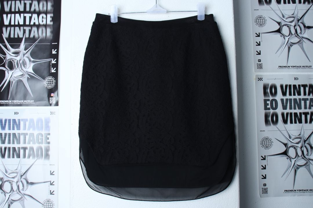 W(S) 타임 스커트 치마 한섬 H라인 매쉬 블랙 이미지