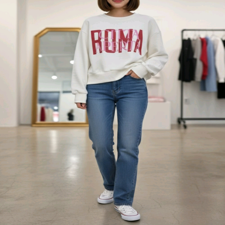 여성 쭈리 간절기 숏 맨투맨ㅡ무배 이미지