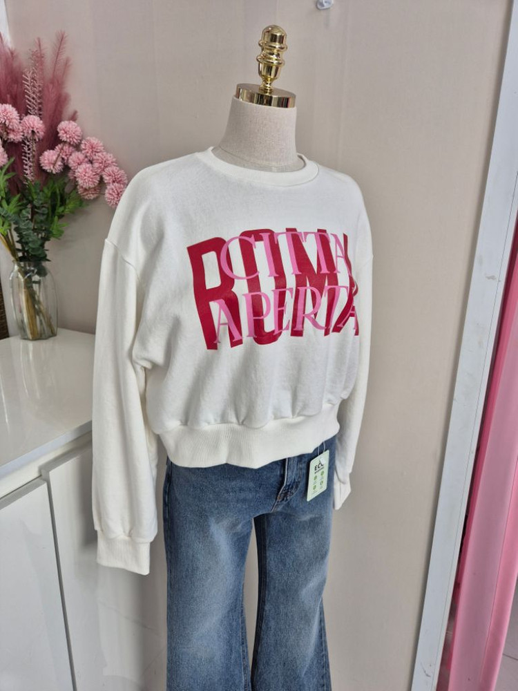 여성 쭈리 간절기 숏 맨투맨ㅡ무배 이미지