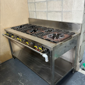 업소용 5구 가스레인지(스테인리스 작업대 일체형) 판매합니다. 이미지