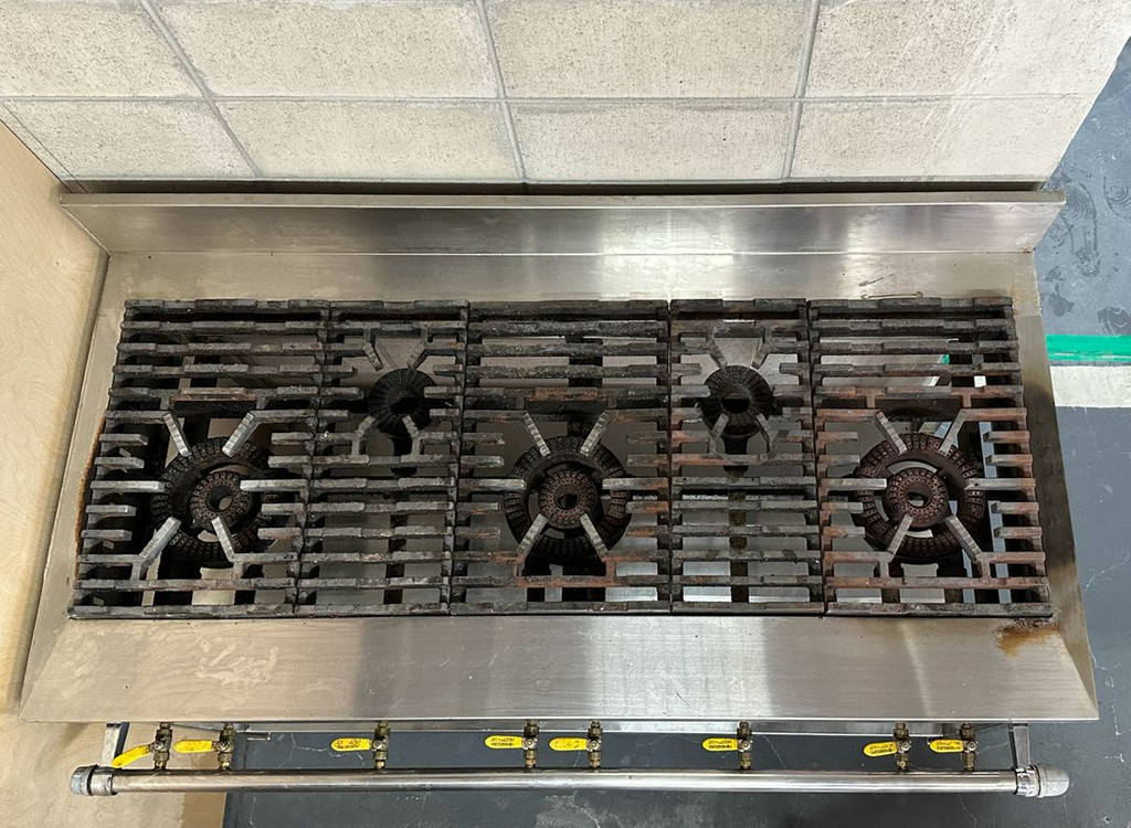 업소용 5구 가스레인지(스테인리스 작업대 일체형) 판매합니다. 이미지