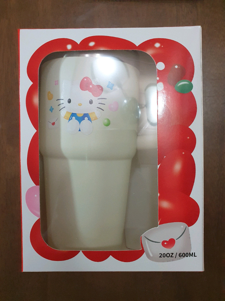 헬로키티 텀블러 3종 세트 (400ml 2개, 600ml 1개)+사각 키캡키링 일괄판매 이미지