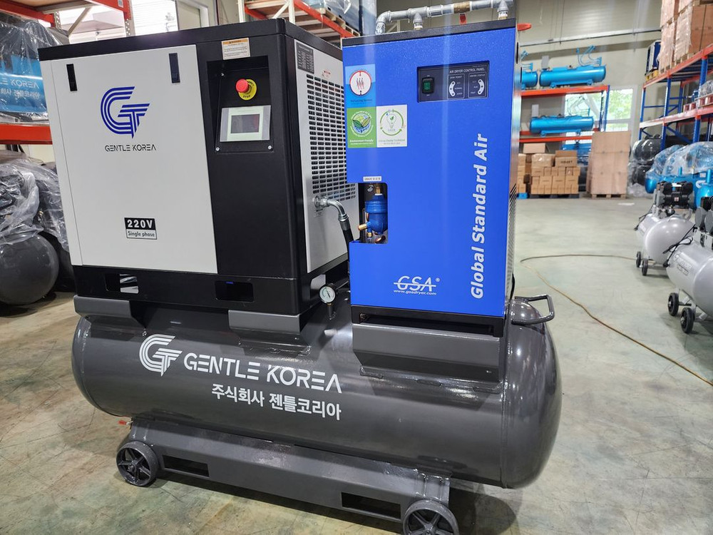 단상10마력 500리터 220v스크류 콤프레샤 올인원 이미지