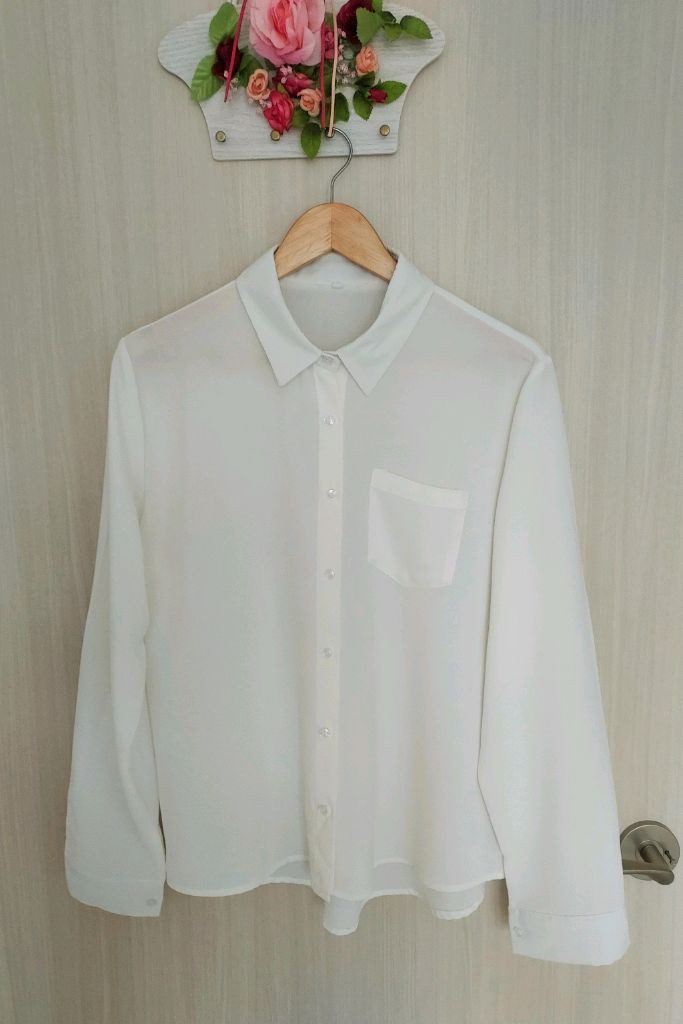 저스트원 링클프리 셔츠 블라우스 아이보리 L사이즈 이미지