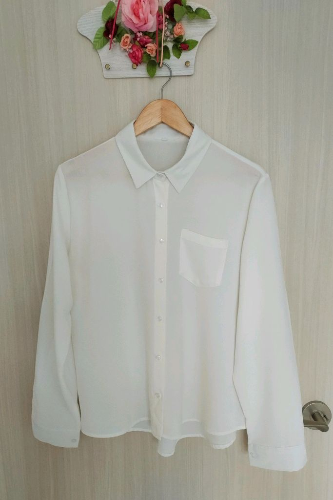 저스트원 링클프리 셔츠 블라우스 아이보리 L사이즈 이미지